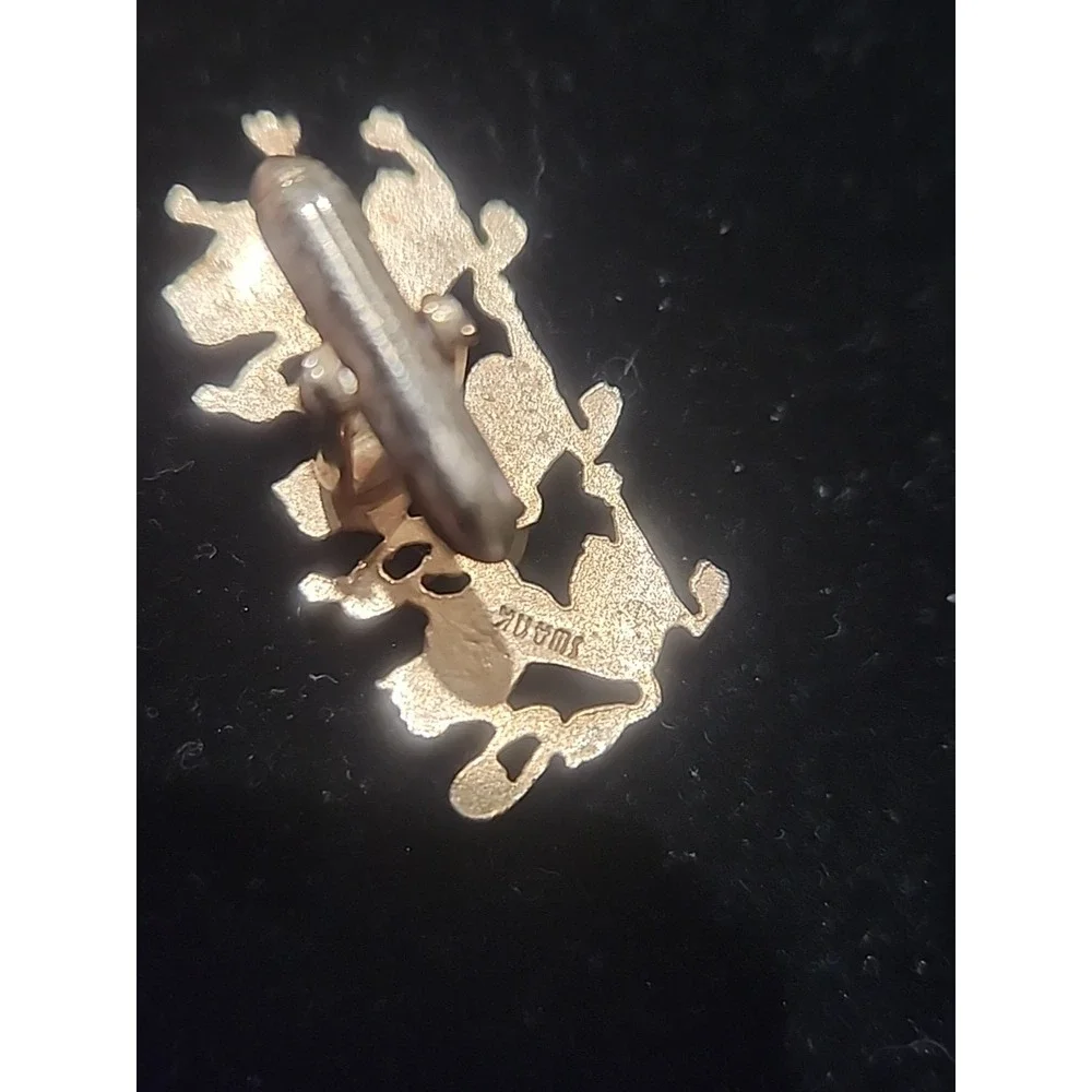 Vintage 3‎ Dancing Gold Tone Lions Cufflinks By SWANK